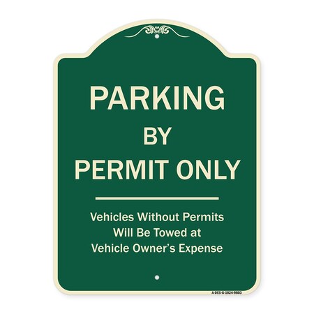 Signmission Designer Series-Parking By Permit Vehicles Without Permits Towed Vehic, 24" x 18", G-1824-9803 A-DES-G-1824-9803